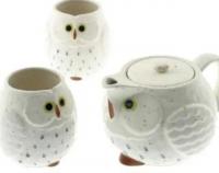 Owl tea set white