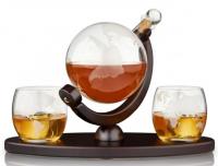 Globe decanter and two glasses set