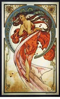 Mucha dance stained glass