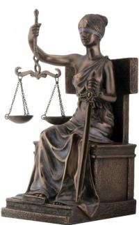 Seated lady justice